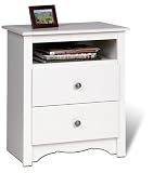 Monterey 2 Drawer Tall Night Table with Open Shelf - White