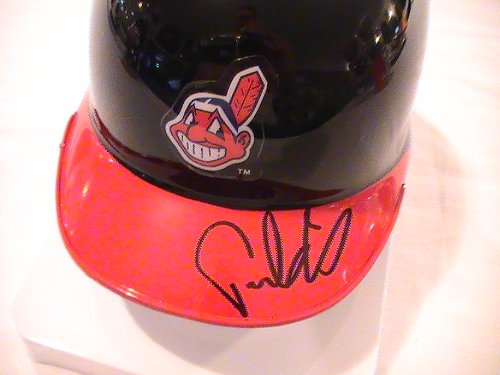 FAUSTO CARMONA SIGNED AUTOGRAPHED MINI HELMET CLEVELAND INDIANS PROOF COA + HOLOGRAM