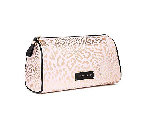 Victoria's Secret Gold Leopard Fashion Women Pu Makeup Bag,vs Cosmetic Bag (big)