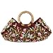 Earth Divas KAS-03-MRN Kashmir Wool Beautiful Crewel Work Bag Large with Wood-Maroon