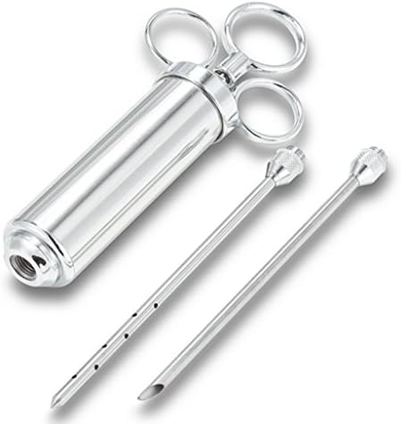 Stainless Steel Deluxe Seasoning &amp; Marinade Injector with 2 Gourmet Marinade Needles. Must Have BBQ Accessory - Great for Turkey, Chicken, Brisket, Roasts and Pork. Perfect Brine Injector. .