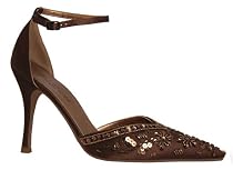 Satin, Beaded and Sequins Flower Designs, High Heel 4" - Evening Shoes, Iris Shoe