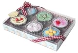 Six Vanilla Scented Multi-Coloured Fairy Cake Candles in Gift Box. WARNING -THESE ITEMS ARE NON-EDIBLE.
