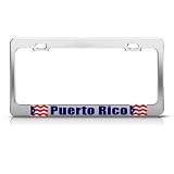 Puerto Rico Rican Flag Country Metal License Plate Frame Tag Holder