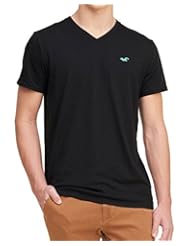Apparel: Hollister Mens Black Vneck Logo T-shirt Small