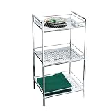 Produkt-Bild: Axxentia Bad 282141 Standregal Damaro, verchromt mit 4-Kant Rohr und 3 Metallb&ouml;den, 38,5 x 31 x 83,5 cm