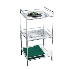 Axxentia Bad 282141 Standregal Damaro, verchromt mit 4-Kant Rohr und 3 Metallb�den, 38,5 x 31 x 83,5 cm
