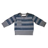 Toffee Moon Baby Long Sleeved Wide Hem Top Sloe-Berry and Earl Grey Wide Stripe - Blue - 9 Months