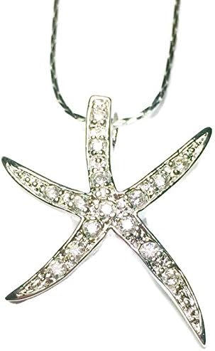 Sterling Silver Starfish Crystal Necklace Women Jewelry Beach Wedding Bridesmaid Gift
