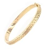 14K 2-Tone Hammered Bangle
