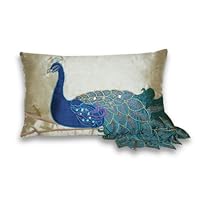 Thro by Marlo Lorenz 4183 Fancy Peacock 12 by 20-Inch Pillow, Multi