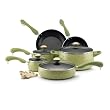 Paula Deen, 12515, Porcelain Nonstick 15 Piece Cookware Set, Pear