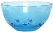 Hand Blown Glass Blue Fish Large Bowl 7.5"H