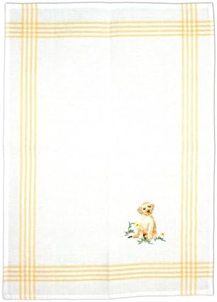 Sinobrite 100% Cotton Embroidered Kitchen Tea Towel (Bundle of 2 Tea Towels - Cats and Dog)