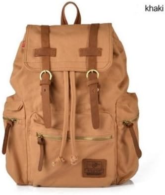 Generic Vintage Men Casual Canvas Leather Backpack Rucksack Bookbag Satchel Hiking Bag