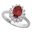 14K White Gold Mozambique Garnet and Diamond Ring