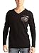 Ed Hardy Men's Long Sleeve Tiger With Rhinestone V-Neck Sweater - Black