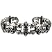 Women's stainless steel skull and Fleur de Lis bangle bracelet