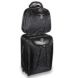 Brighton Inspired Ladies 2 Piece Two-Tone Black/Brown Alligator Heart Rolling Travel Bag