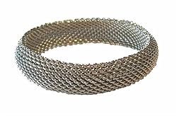 Bracelet - B128 - Designer Inspired - Silver Tone Mesh ~ Rhodium Plated