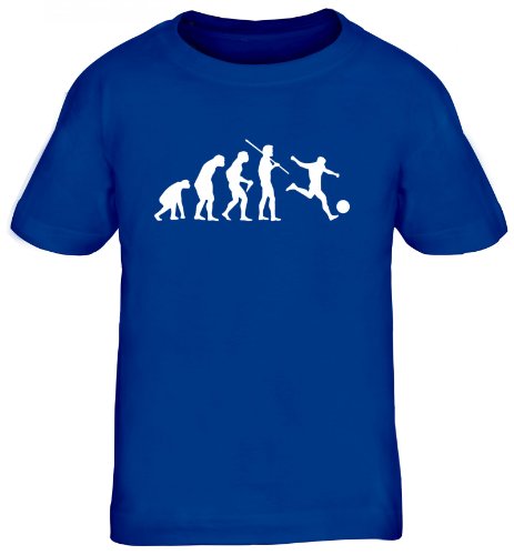 Shirtstreet24, EVOLUTION FUSSBALL, EM WM Sport Kinder Fun T-Shirt , Größe: 152/164,royal blau