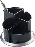 Produkt-Bild: Helit Serie "Silver" Multik&ouml;cher mit Fu&szlig;teil, drehbar, silber/schwarz, H62205.