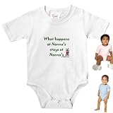 Knit Baby Infant Bodysuit Onesie - 5.5oz.100% Cotton Jersey Knit - with 3 snap bottom in White Light Pink or Baby Blue What happens at Nannas stays at Nannas