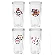 Game Room Fun 16 oz Insulated Beverage Tumblers Set, Clear (4 designs)