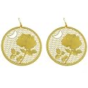Gold Tone Rose Disc Earrings