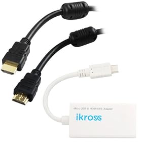 iKross MHL micro-USB to HDMI Adapter + 6 Feet High Speed HDMI With Ethernet 1080p 2160p Gold Plated Cable for HTC Sensation 4G, EVO 3D, FLYER; Samsung GALAXY S2 / SII I9100 , i997 Infuse 4G