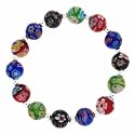 Sterling Silver Venetian Murano Glass Beaded Millefiori Flower Bracelet