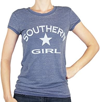 Southern Girl Burnout Women's T-Shirt (S, Slate Blue)