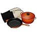 Le Creuset Cast Iron 2 Piece Boxed Cookware Set and Oven Gloves, Volcanic