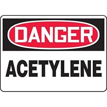 Accuform Signs, Danger Acetylene, 10" X 14", Plastic