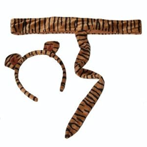 Kids Plush Tiger Headband Ears Tail Safari Dressup Halloween Costume