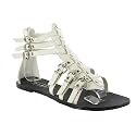 D83 Womens White Flat Gladiator Ladies Sandal Size 3-8