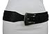 TFJ Women Belt Faux Leather Hip Waist Rusty Silver Metal Buckle S M Black