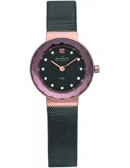 Skagen Charcoal &Amp; Rose Gold Tone Steel Watch 456Srm