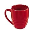 Chantal Ceramic 20-Ounce Ring Mug, Semi-Gloss Red, Set of 4