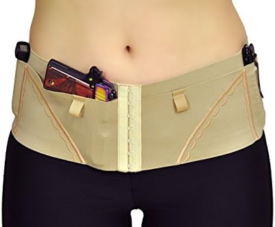 Concealment Gun Holster for Women - Tan with Color Accent Choices (Tan/Champagne, L (39"-42"))