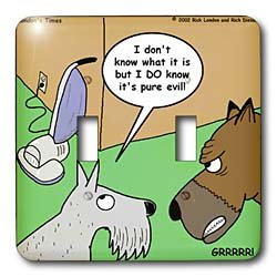 Londons Times Funny Dogs Cartoons - Dogs vs. Vacuum Cleaner - Light Switch Covers - double toggle switch