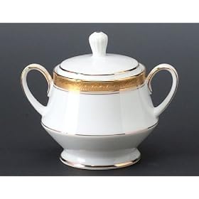Noritake Crestwood Gold Sugar Bowl with Cover by Noritake