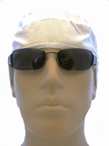 White Bikers Cap Skull Cap Cotton Bandana Head Wrap Durag Doo Rag Men or Women