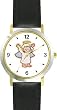 Angel Child - Cherub, Angel or Cupid Theme - WATCHBUDDY&reg; DELUXE TWO-TONE THEME WATCH - Arabic Numbers - Black Leather Strap-Size-Large ( Men's Size or Jumbo Women's Size )