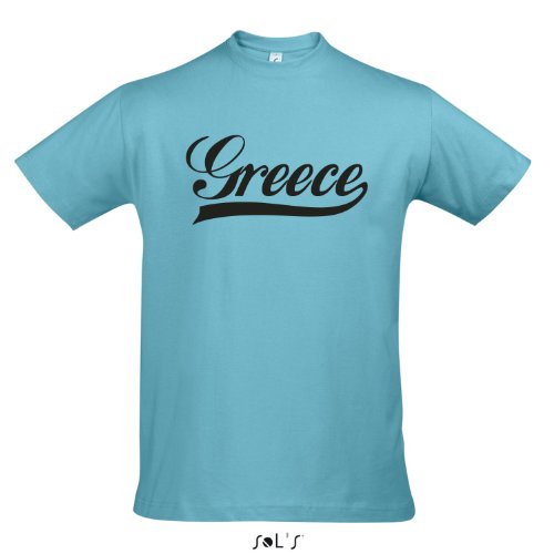 T-Shirt Griechenland Oldschool Greece LÄNDERSHIRT EM / WM FAN Trikot S-XXL , Atoll blue – schwarz , S