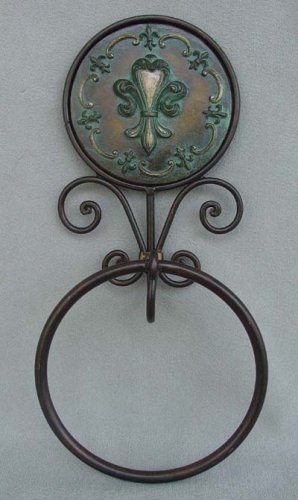 Fleur De Lis French Metal Towel Ring Holder Bath Room