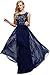 Angvns Women Lady Sleeveless Lace Patchwork Party Evening Dress