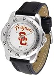 Southern California Trojans Suntime Mens Sports Watch w/ Leather Band - NCAA College Athletics