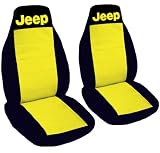 1995 Jeep Wrangler YJ seat covers. One front set of seat covers. Black and Yellow Jeep seat covers.