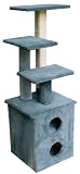 The Scruff Kitty Condo : Color BEIGE : Leg Covering ROPE ON TALLEST POST : Size CURVED TOP SHELF